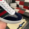 Guccisneakers_7_e3ac4b26-09dd-493d-aa0e-8749f3905cbd Gucci Men's G75 Sneaker with Web in Black Suede and Beige and Blue GG Canvas