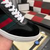 Gucci Men's G75 Sneaker with Web in Black Suede and Black GG Canvas