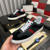 Gucci Men's G75 Sneaker with Web in Black Suede and Black GG Canvas