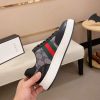 Gucci Brown and Blue GG Supreme Canvas and Black Leather Sneaker with Web