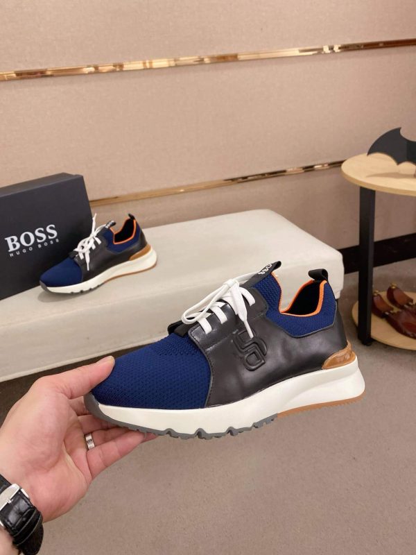 Boss Mixed Materials Trainers Blue  and Black