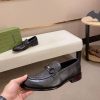 Gucci Gucci Logo Horsebit GG Debossed Black Penny Loafers