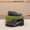 Gucci Gucci Logo Horsebit GG Debossed Black Penny Loafers