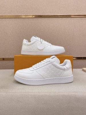 LOUIS VUITTON Rivoli Sneaker in White Monogram Debossed Leather