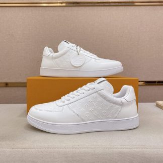 LOUIS VUITTON Rivoli Sneaker in White Monogram Debossed Leather
