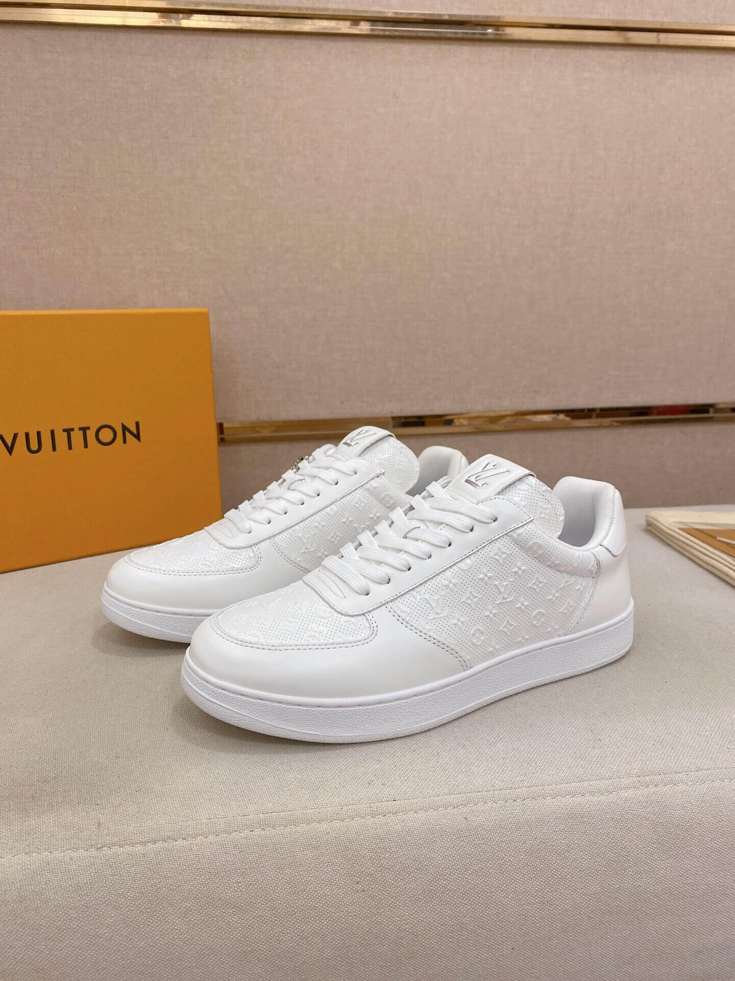 LOUIS VUITTON Rivoli Sneaker in White Monogram Debossed Leather 10 LOUIS VUITTON Rivoli Sneaker in White Monogram Debossed Leather - Image 10