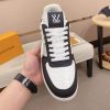 LOUIS VUITTON Rivoli Sneaker in White Monogram Debossed Leather and Black Smooth Leather