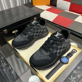 LV Black Classic Trainers with Damier Check