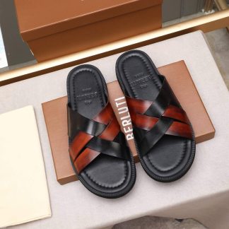 Berluti Sifnos Scritto Leather Sandals in Brown