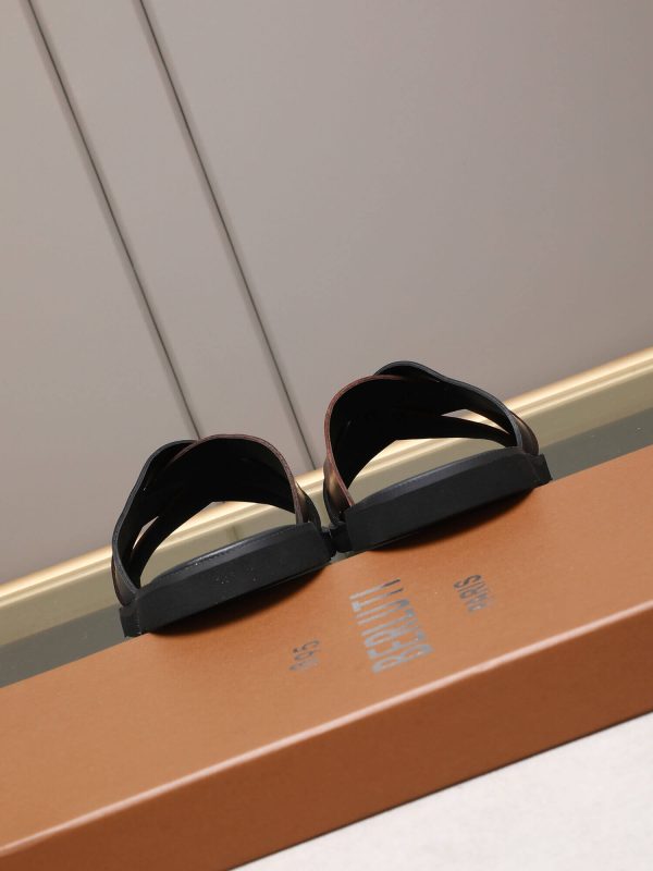 Berluti Sifnos Scritto Leather Sandals in Brown