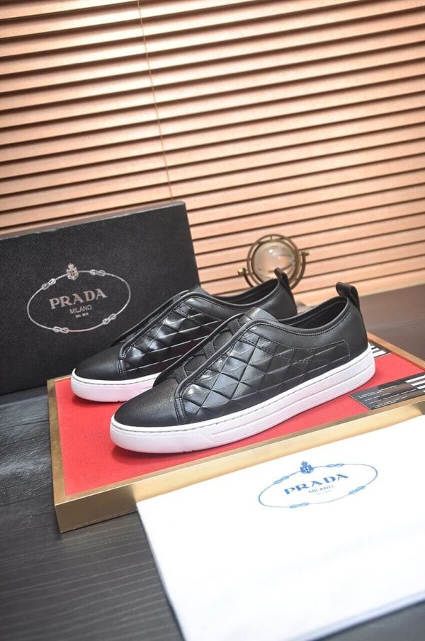 Prada Black Leather and Re-Nylon Sneakers