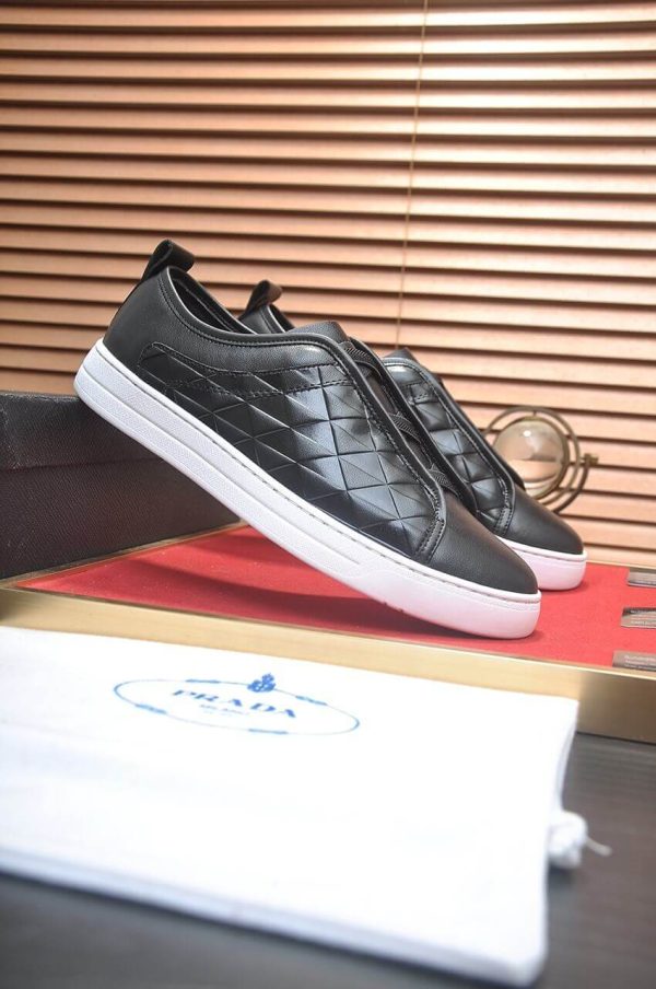 Prada Black Leather and Re-Nylon Sneakers
