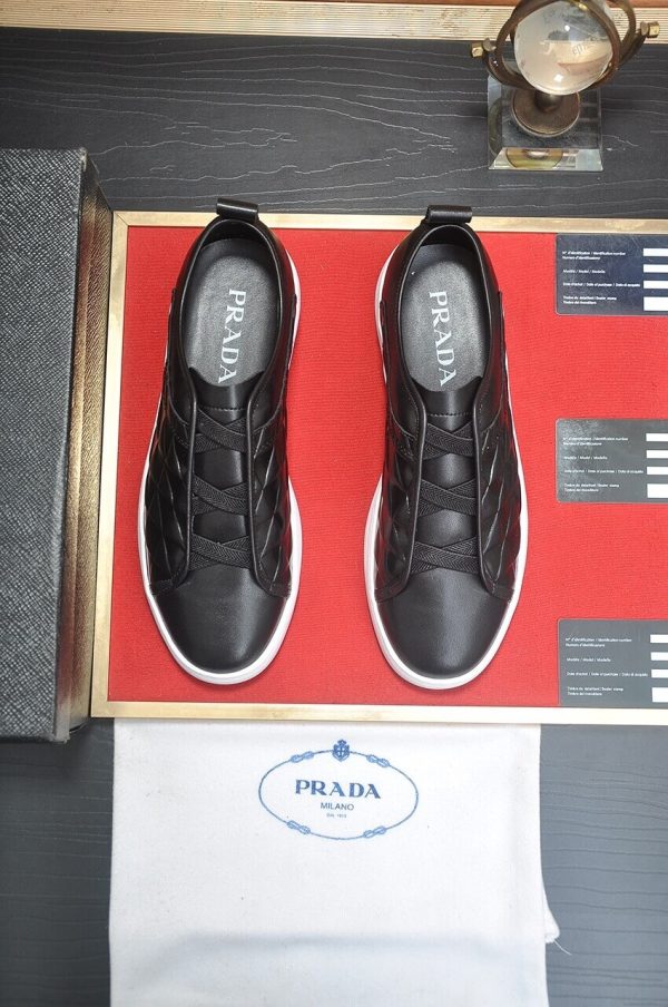 Prada Black Leather and Re-Nylon Sneakers