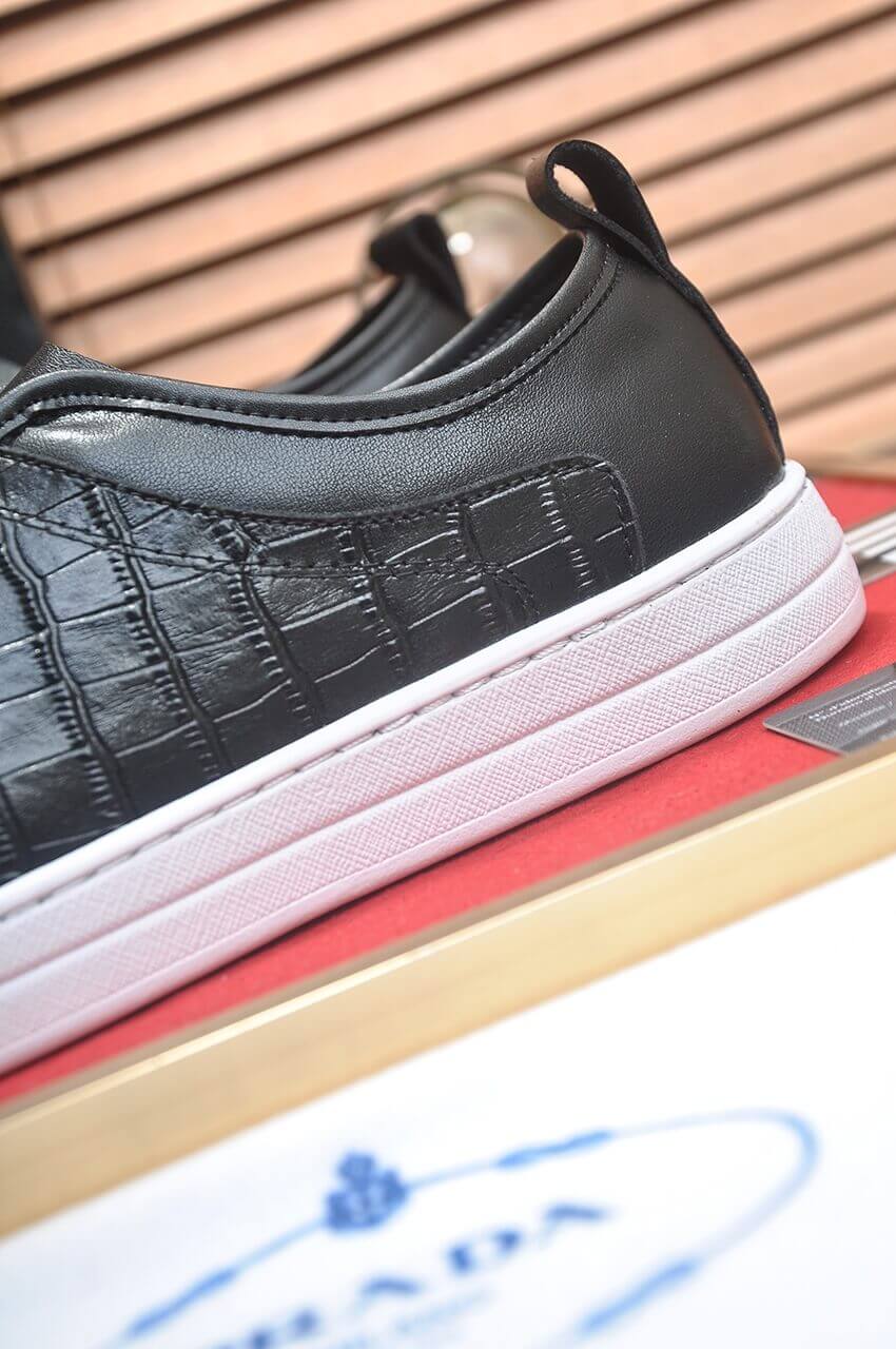 Prada Black Alligator Leather and Re-Nylon Sneakers 3 Prada Black Alligator Leather and Re-Nylon Sneakers - Image 3