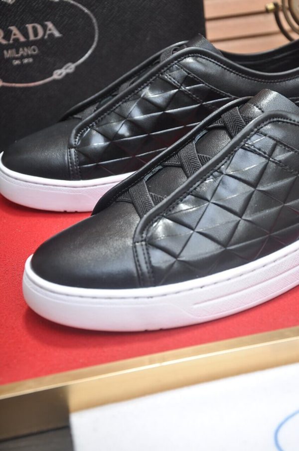 Prada Black Leather and Re-Nylon Sneakers