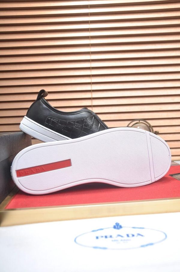 Prada Black Alligator Leather and Re-Nylon Sneakers