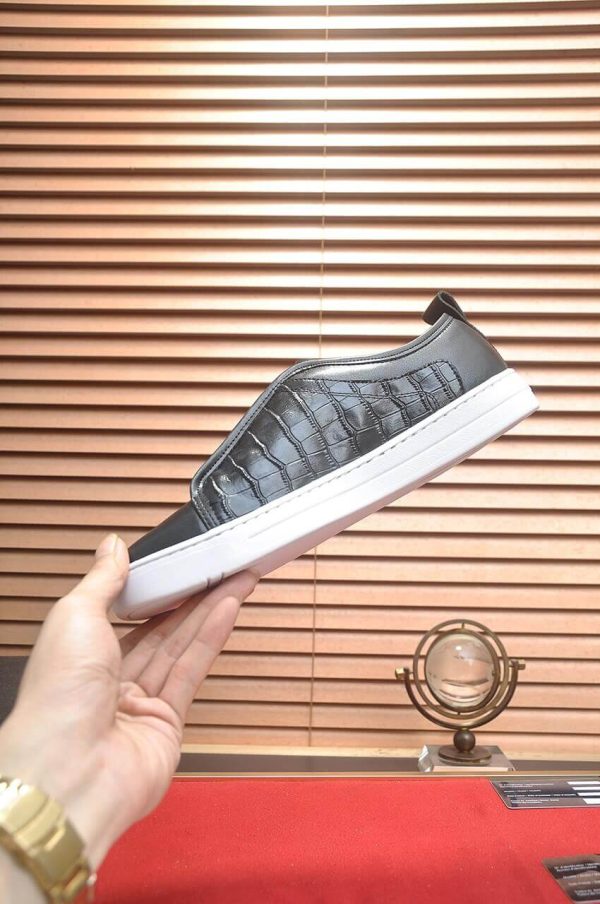Prada Black Alligator Leather and Re-Nylon Sneakers