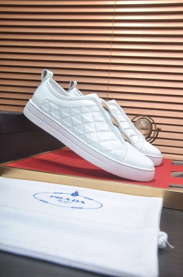 Prada White Leather and Re-Nylon Sneakers