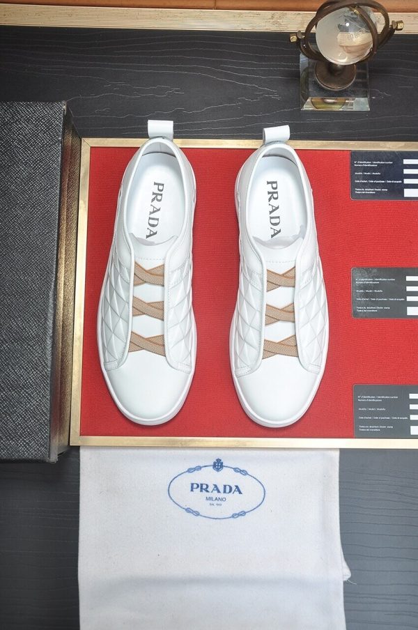 Prada White Leather and Re-Nylon Sneakers