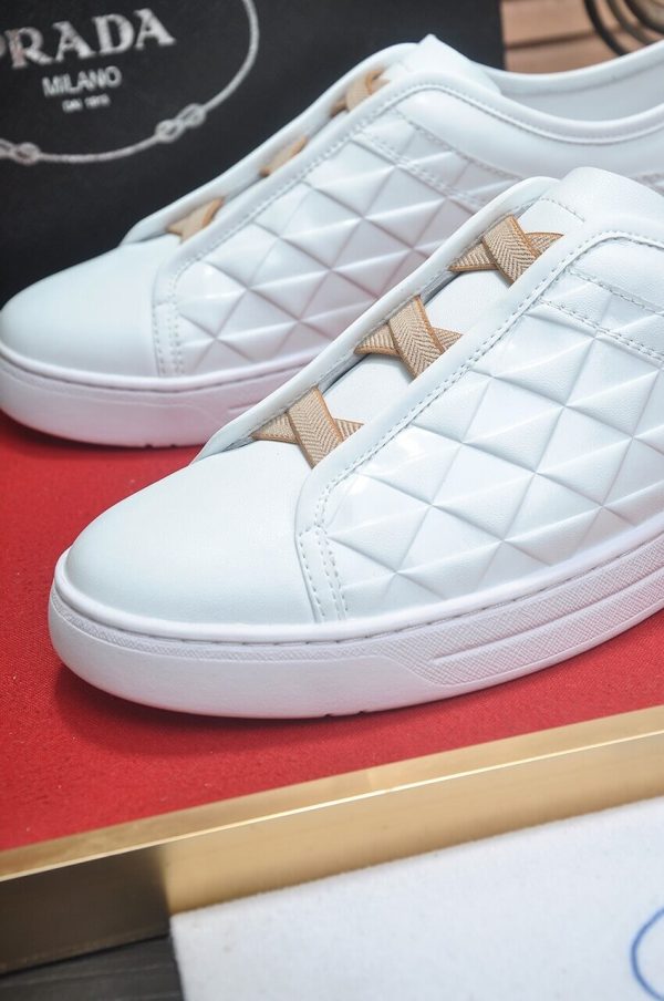Prada White Leather and Re-Nylon Sneakers