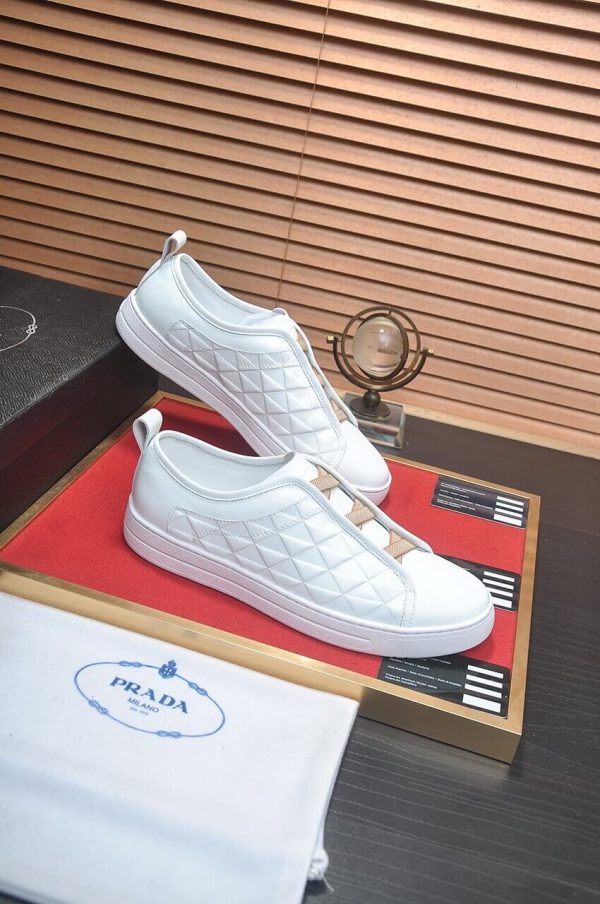 Prada White Leather and Re-Nylon Sneakers