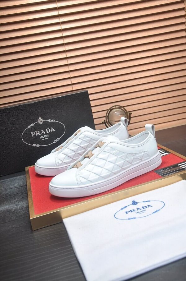 Prada White Leather and Re-Nylon Sneakers
