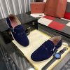 LoroPianaMen_2_9b525c37-0dff-4d03-865d-a24eda719562 Loro Piana Navy Blue Suede Loafer with Backle Strap
