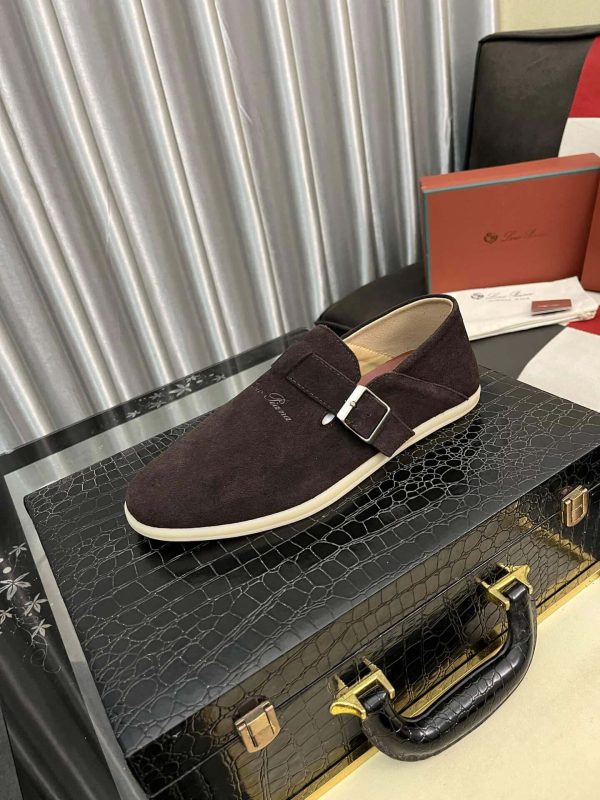 LoroPianaMen_3_7a2d276f-efaf-4bb7-ab6e-afb9905aeda6 Loro Piana Brown Suede Loafer with Backle Strap