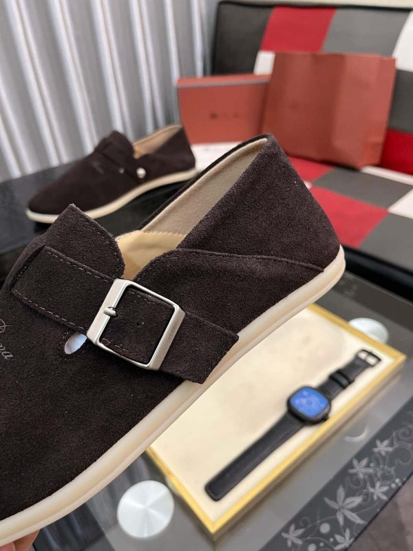 LoroPianaMen_5_bc63985a-04ac-4908-94d7-e29599bc3ac7 Loro Piana Brown Suede Loafer with Backle Strap