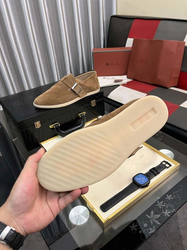 Loro Piana Brown Suede Loafer with Backle Strap