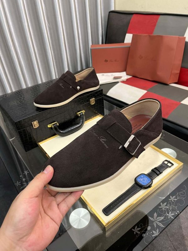 LoroPianaMen_7_24fe6412-3537-4582-b6b8-b97c600873a7 Loro Piana Brown Suede Loafer with Backle Strap