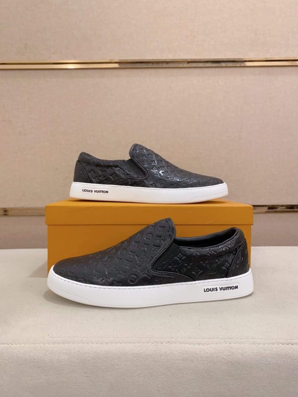 Louis Vuitton Black Monogram Leather Slip-On Sneaker