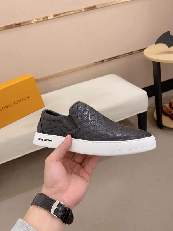 Louis Vuitton Black Monogram Leather Slip-On Sneaker