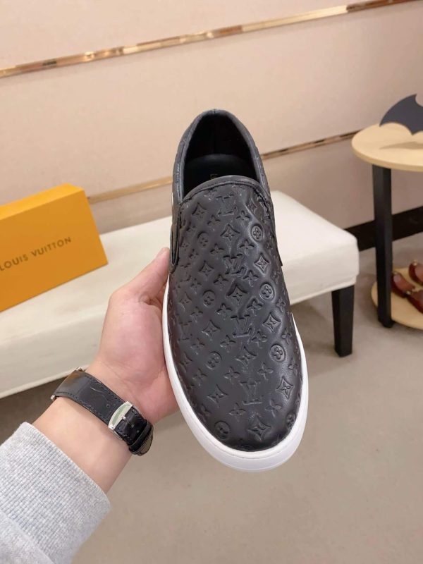 Louis Vuitton Black Monogram Leather Slip-On Sneaker