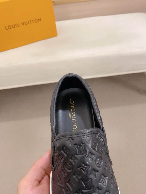 Louis Vuitton Black Monogram Leather Slip-On Sneaker