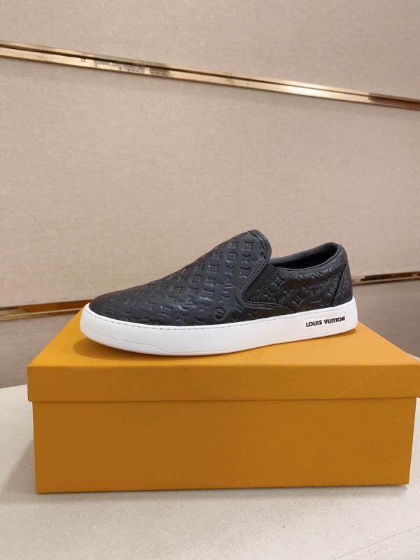 Louis Vuitton Black Monogram Leather Slip-On Sneaker