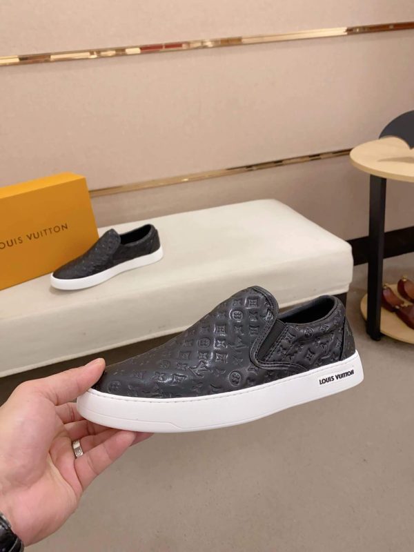 Louis Vuitton Black Monogram Leather Slip-On Sneaker