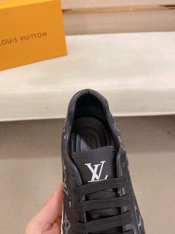 Louis Vuitton Black Denim and Black Monogram Canvas Sneakers