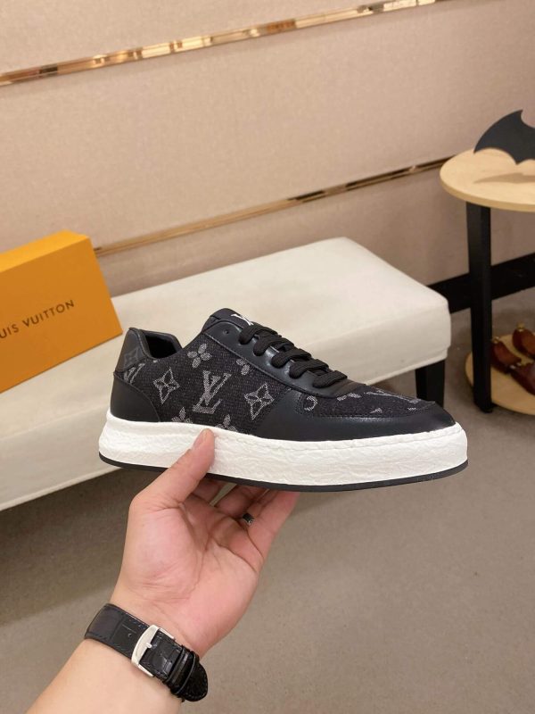 Louis Vuitton Black Denim and Black Monogram Canvas Sneakers