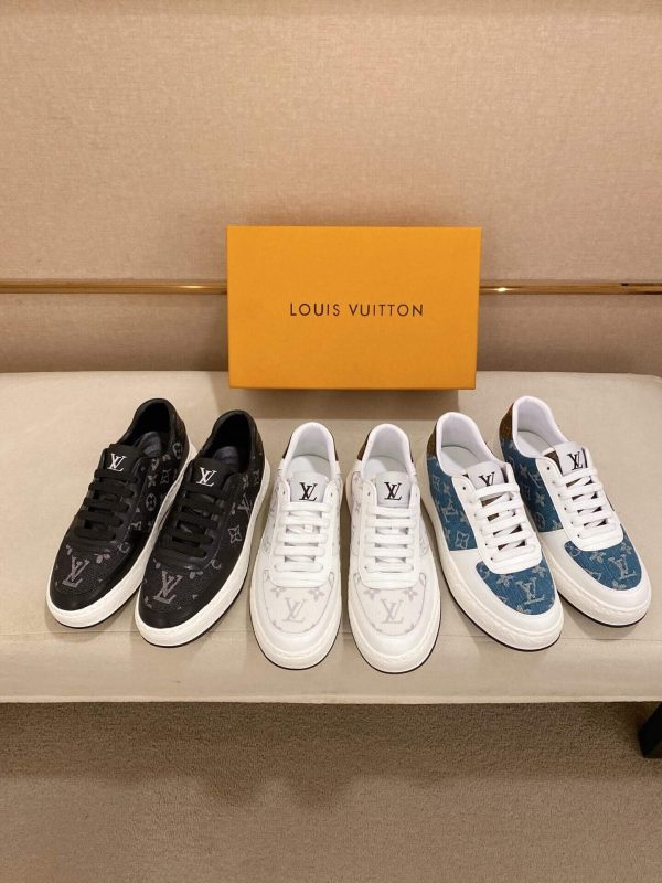 Louis Vuitton Black Denim and Black Monogram Canvas Sneakers