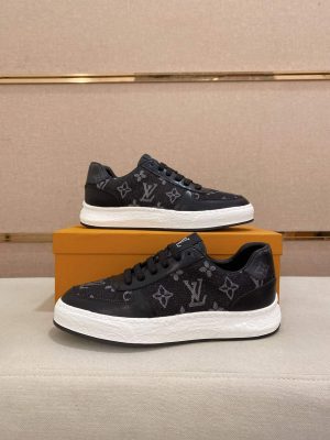Louis Vuitton Black Denim and Black Monogram Canvas Sneakers