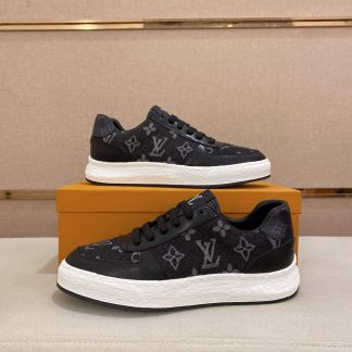 Louis Vuitton Black Denim and Black Monogram Canvas Sneakers