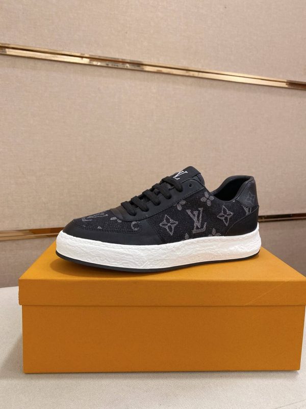 Louis Vuitton Black Denim and Black Monogram Canvas Sneakers