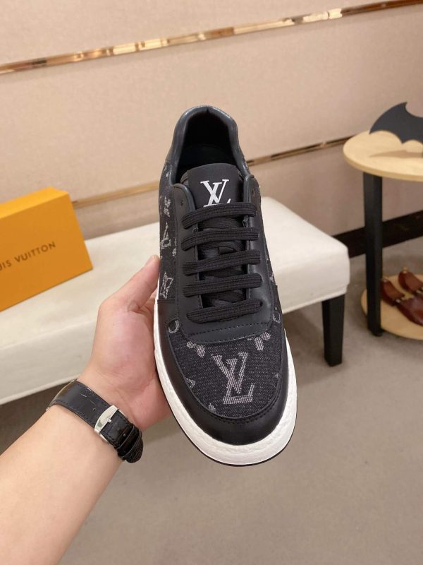 Louis Vuitton Black Denim and Black Monogram Canvas Sneakers