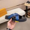 LOUIS VUITTON Men's Blue Leather Crisscross Mule