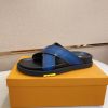 LOUIS VUITTON Men's Blue Leather Crisscross Mule