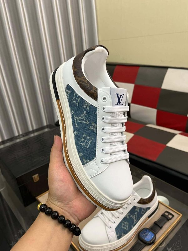 Louis Vuitton LV Trainer Sneaker in Blue Denim Monogram and White Leather