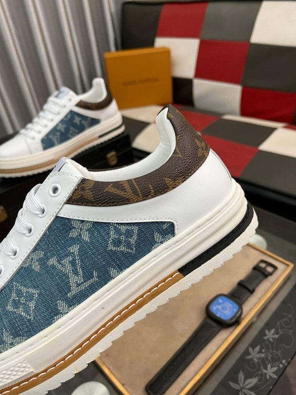 Louis Vuitton LV Trainer Sneaker in Blue Denim Monogram and White Leather