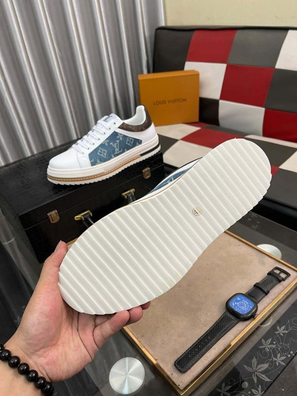 Louis Vuitton LV Trainer Sneaker in Blue Denim Monogram and White Leather