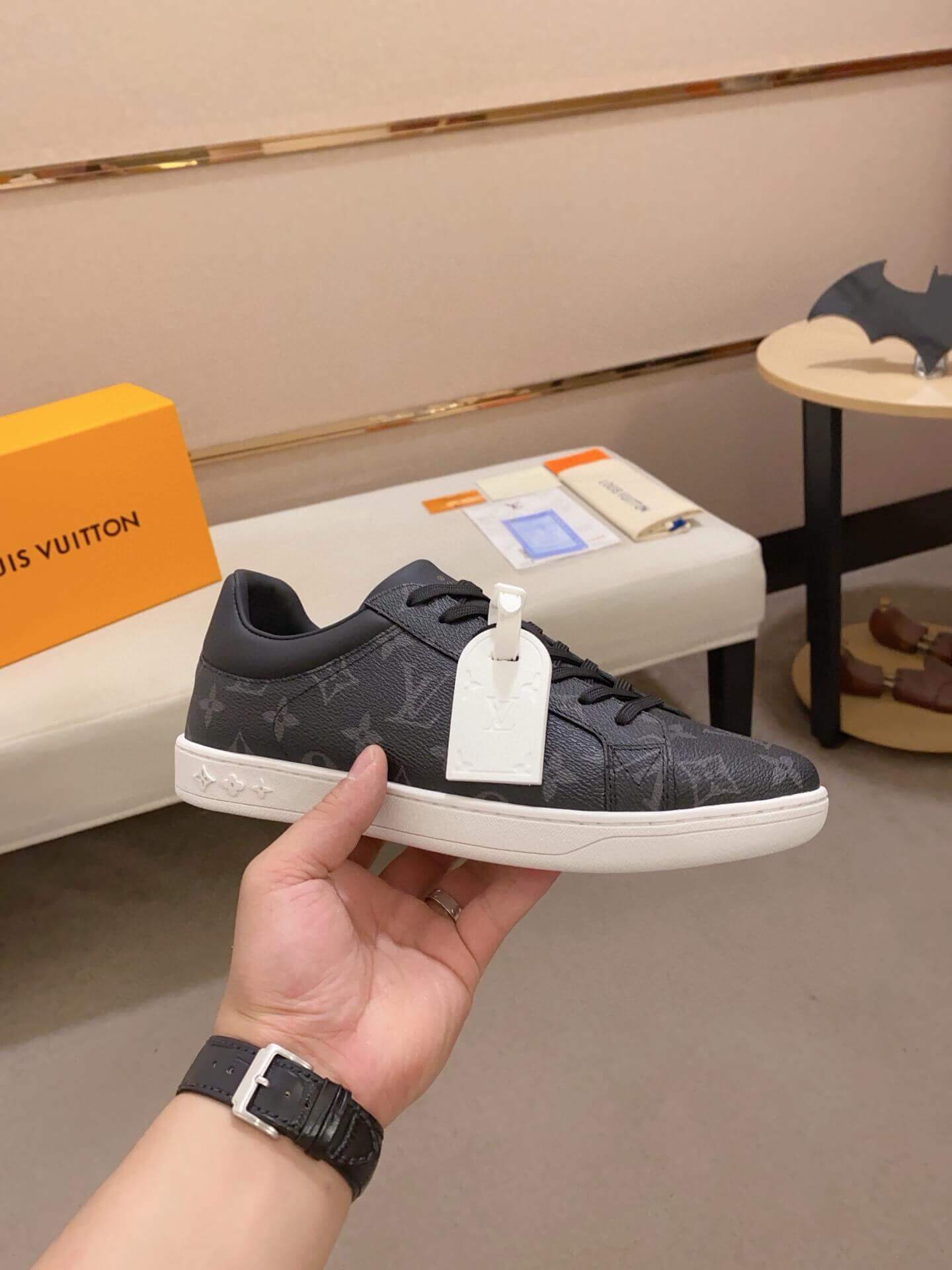 LOUIS VUITTON Luxembourg Sneaker in Black Monogram Eclipse Canvas 9 LOUIS VUITTON Luxembourg Sneaker in Black Monogram Eclipse Canvas - Image 9